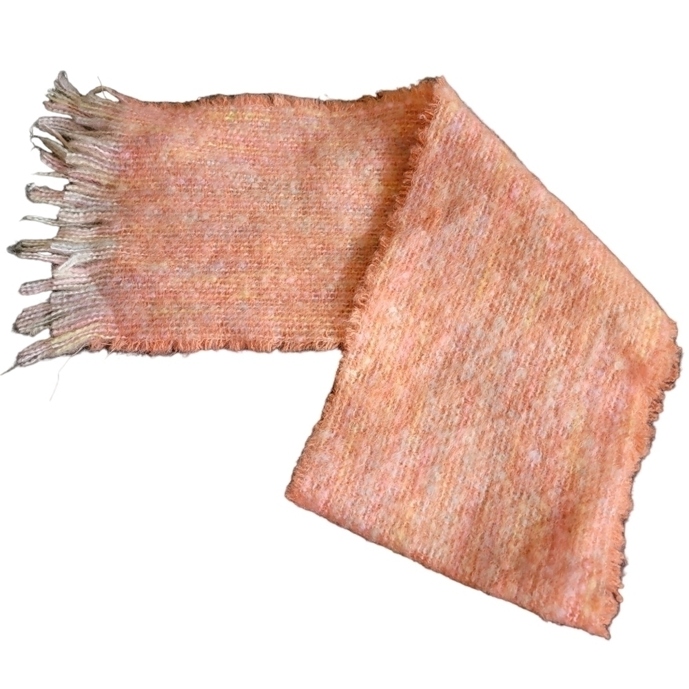 Vintage Afonwen salmon color mohair and wool scarf